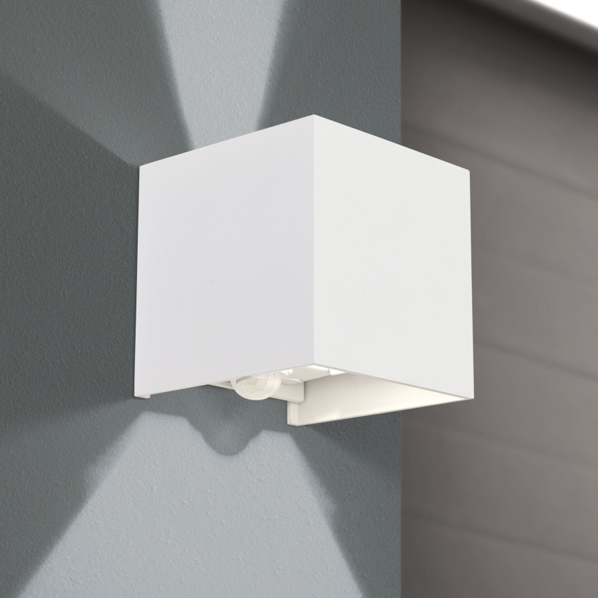 Applique murale extérieure avec détecteur de mouvement et de crépuscule CUBE-S LED/13W/230V IP54 blanc