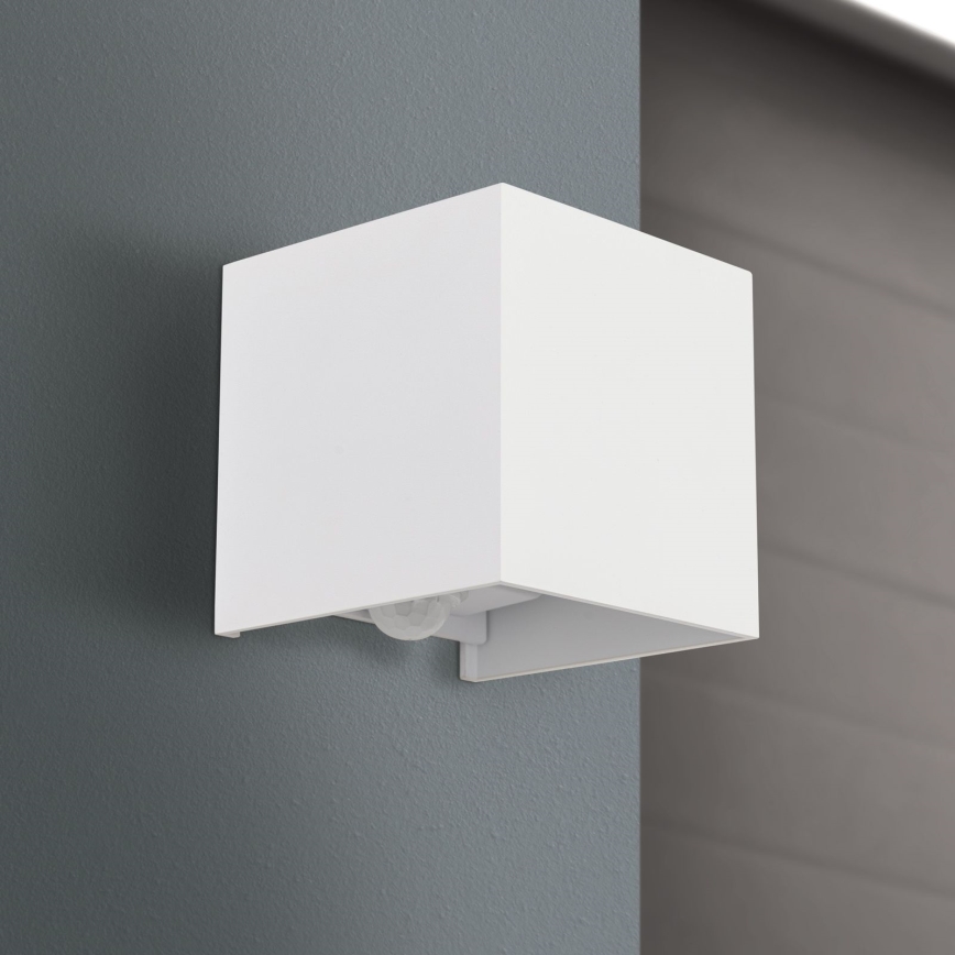 Applique murale extérieure avec détecteur de mouvement et de crépuscule CUBE-S LED/13W/230V IP54 blanc