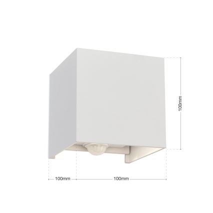 Applique murale extérieure avec détecteur de mouvement et de crépuscule CUBE-S LED/13W/230V IP54 blanc
