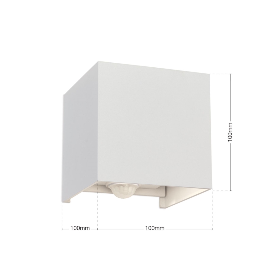 Applique murale extérieure avec détecteur de mouvement et de crépuscule CUBE-S LED/13W/230V IP54 blanc