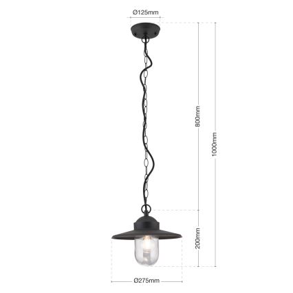 Suspension d'extérieur EDWARD 1xE27/60W/230V IP44 anthracite