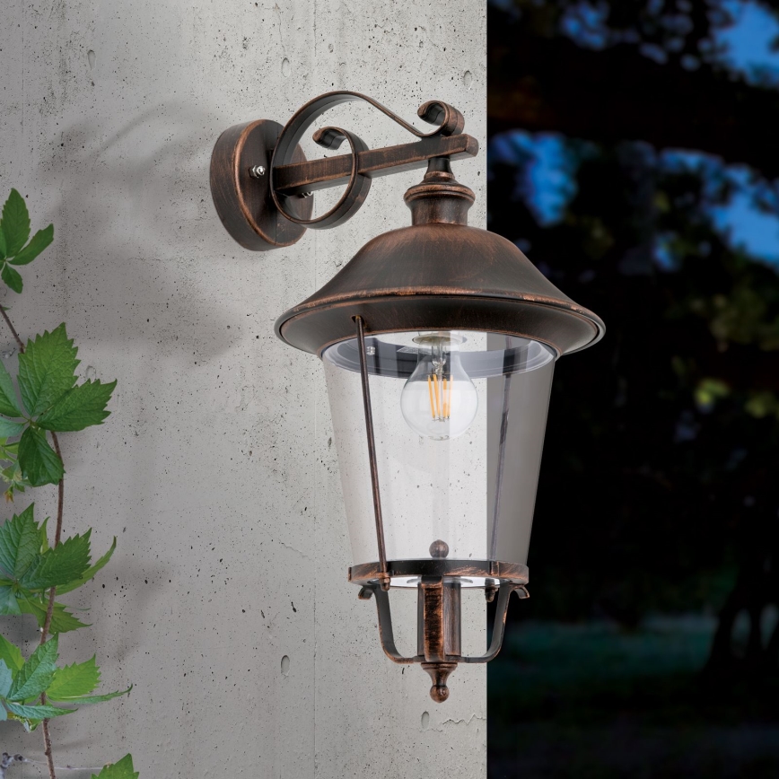 Applique murale extérieure KENZO 1xE27/100W/230V IP44 bronze/patine