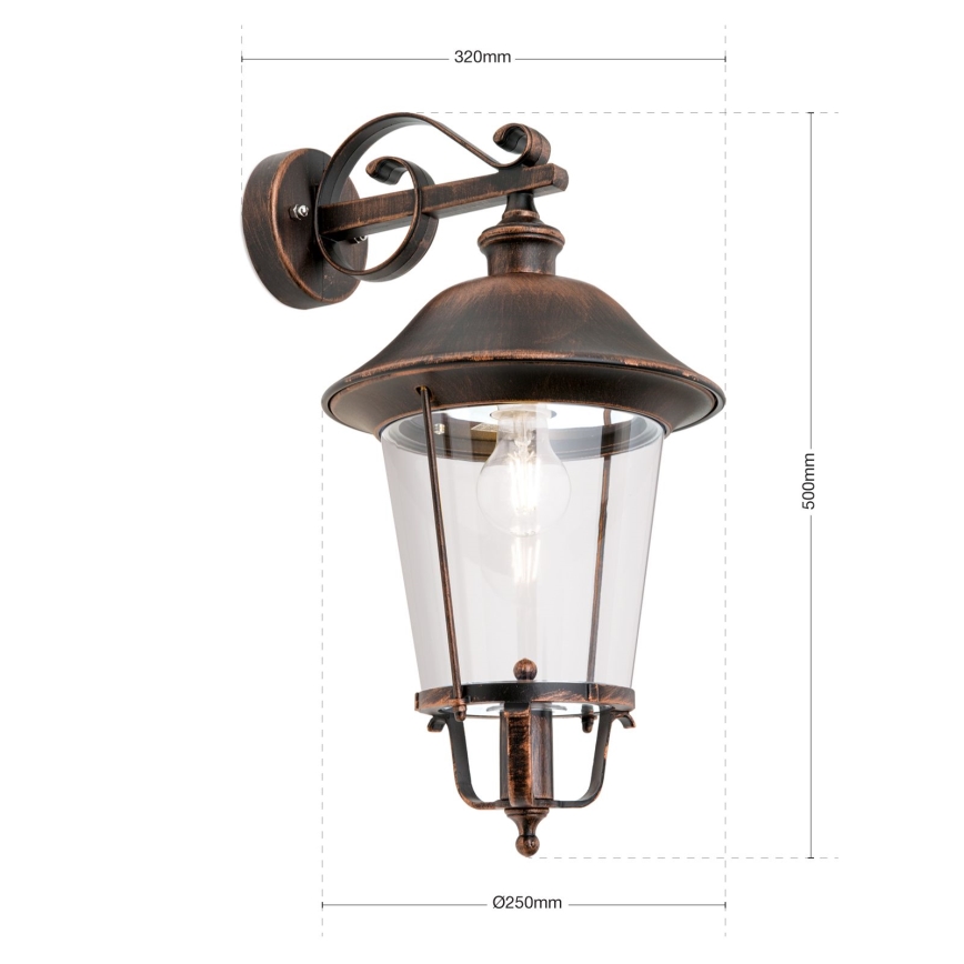 Applique murale extérieure KENZO 1xE27/100W/230V IP44 bronze/patine