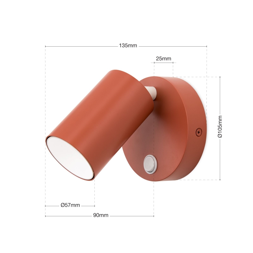 Applique murale spot PENN 1xGU10/13W/230V couleur brique