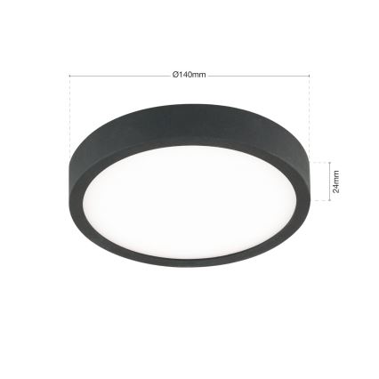 Plafonnier BULLY LED/12W/230V d. 14 cm noir