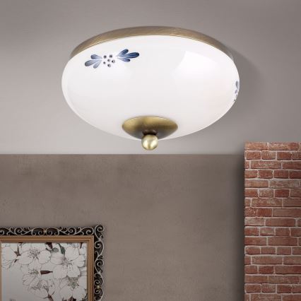 Plafonnier LANDHAUS 1xE27/60W/230V Ø 21 cm bronze/blanc/bleu