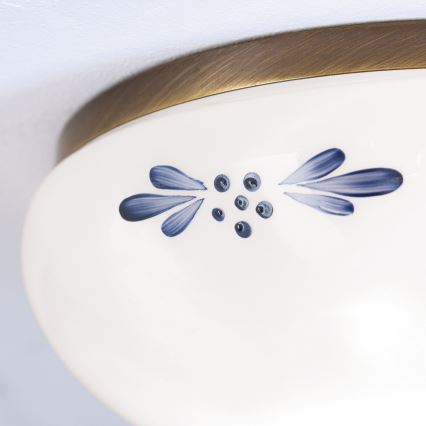 Plafonnier LANDHAUS 1xE27/60W/230V Ø 21 cm bronze/blanc/bleu
