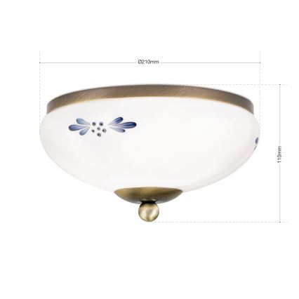 Plafonnier LANDHAUS 1xE27/60W/230V Ø 21 cm bronze/blanc/bleu