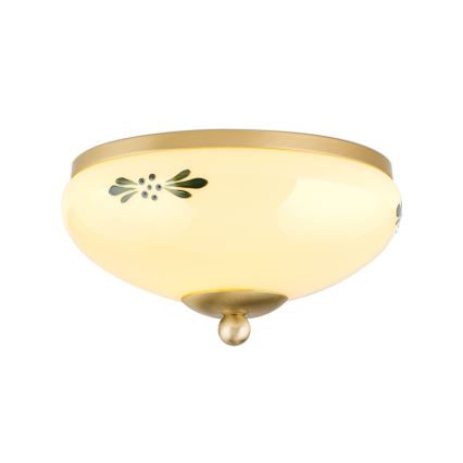 Plafonnier LANDHAUS 1xE27/60W/230V Ø 21 cm laiton/beige/vert