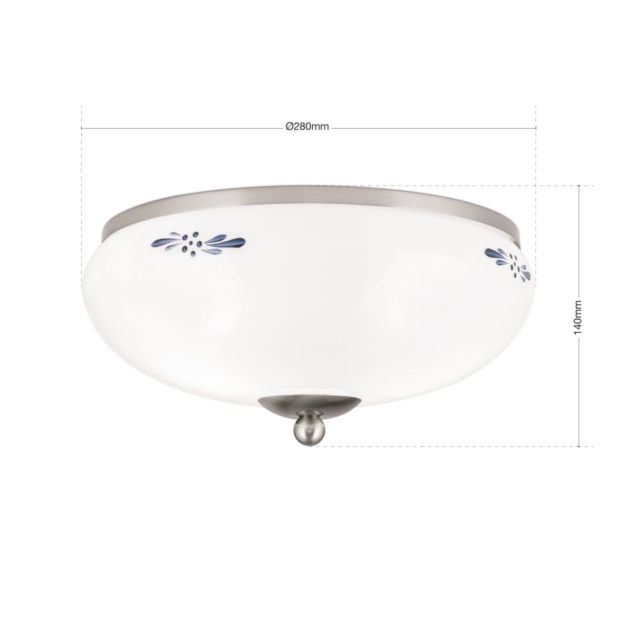 Plafonnier LANDHAUS 2xE27/60W/230V d. 28 cm chrome mat/blanc