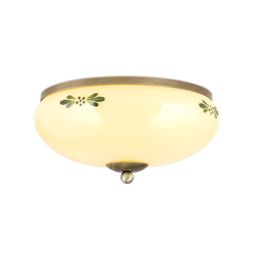 Plafonnier LANDHAUS 2xE27/60W/230V Ø 28 cm bronze/beige/vert