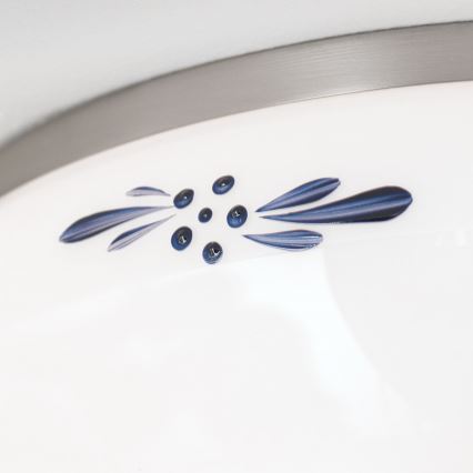 Plafonnier LANDHAUS 2xE27/60W/230V Ø 28 cm chrome mat/blanc/bleu