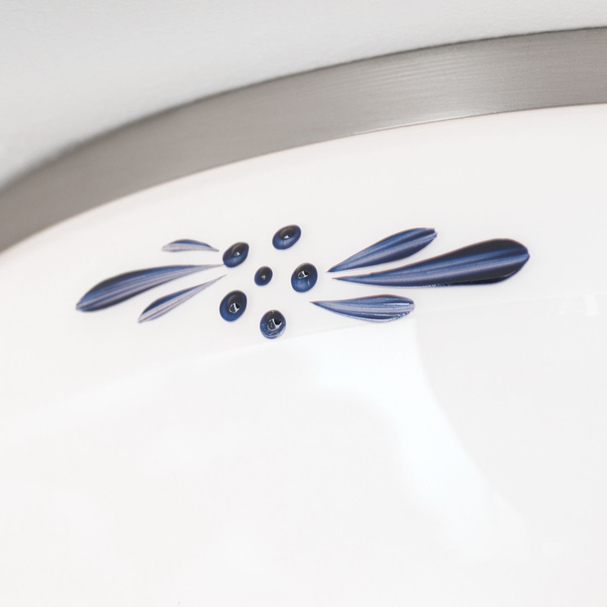 Plafonnier LANDHAUS 2xE27/60W/230V Ø 28 cm chrome mat/blanc/bleu
