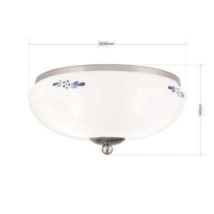 Plafonnier LANDHAUS 2xE27/60W/230V Ø 28 cm chrome mat/blanc/bleu