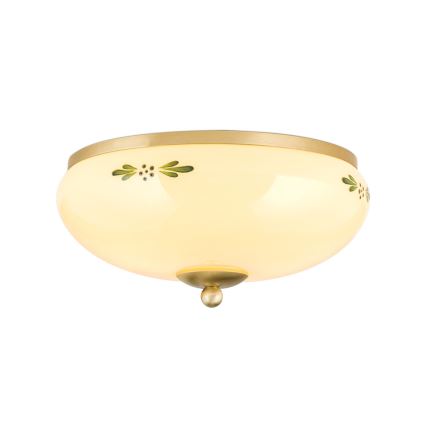 Plafonnier LANDHAUS 2xE27/60W/230V Ø 28 cm laiton/beige/vert