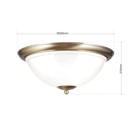 Plafonnier AUSTRIAN OLD LAMP 3xE27/60W/230V d. 50 cm bronze/blanc