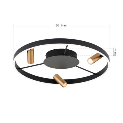 Plafonnier LED dimmable BERLIN LED/50W/230V noir/doré