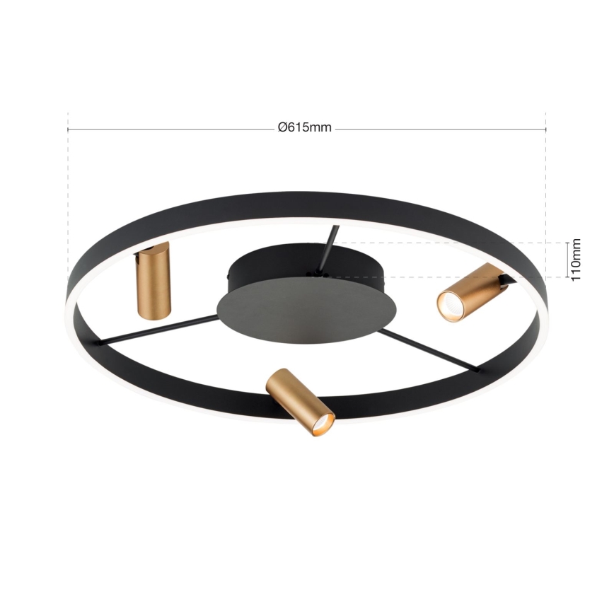 Plafonnier LED dimmable BERLIN LED/50W/230V noir/doré