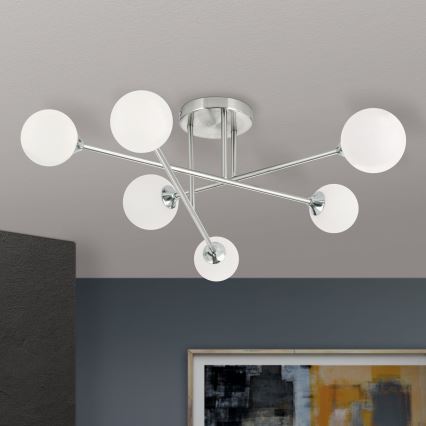 Plafonnier SNOWWHITE 6xG9/20W/230V d. 84 cm chrome mat