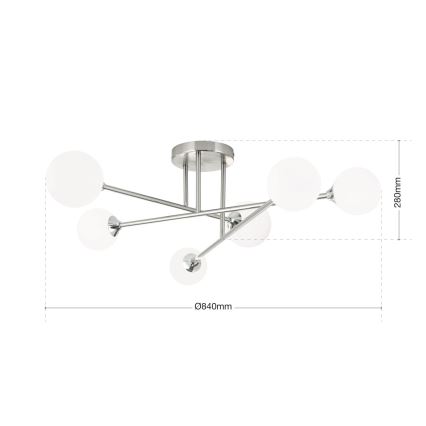 Plafonnier SNOWWHITE 6xG9/20W/230V d. 84 cm chrome mat