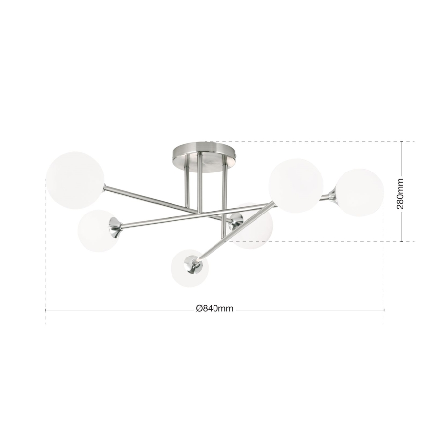 Plafonnier SNOWWHITE 6xG9/20W/230V d. 84 cm chrome mat