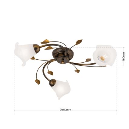 Plafonnier SISI 3xE14/40W/230V d. 60 cm bronze/patine