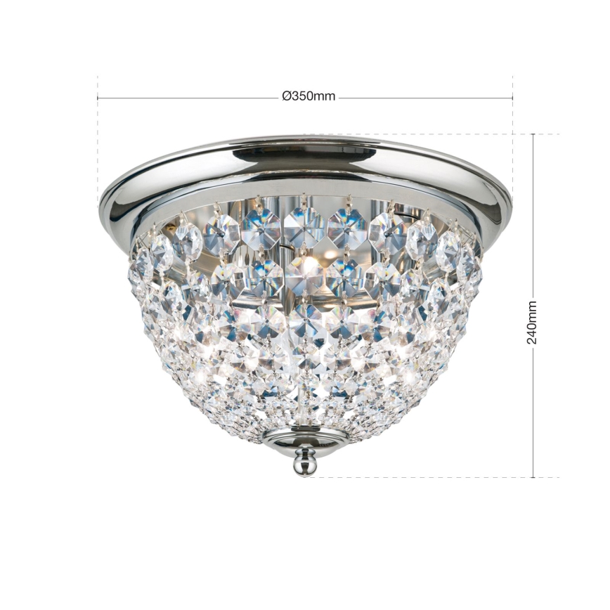 Plafonnier en cristal PLAFOND 3xE27/40W/230V d. 35 cm chrome brillant
