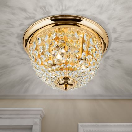 Plafonnier en cristal PLAFOND 3xE27/40W/230V d. 35 cm doré