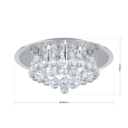 Plafonnier en cristal GLORIA 4xG9/40W/230V d. 38 cm transparent/chrome brillant