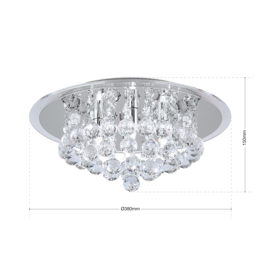 Plafonnier en cristal GLORIA 4xG9/40W/230V d. 38 cm transparent/chrome brillant
