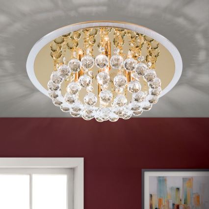Plafonnier en cristal GLORIA 4xG9/40W/230V d. 38 cm doré