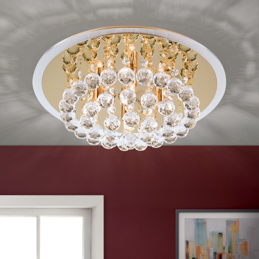 Plafonnier en cristal GLORIA 4xG9/40W/230V d. 38 cm doré