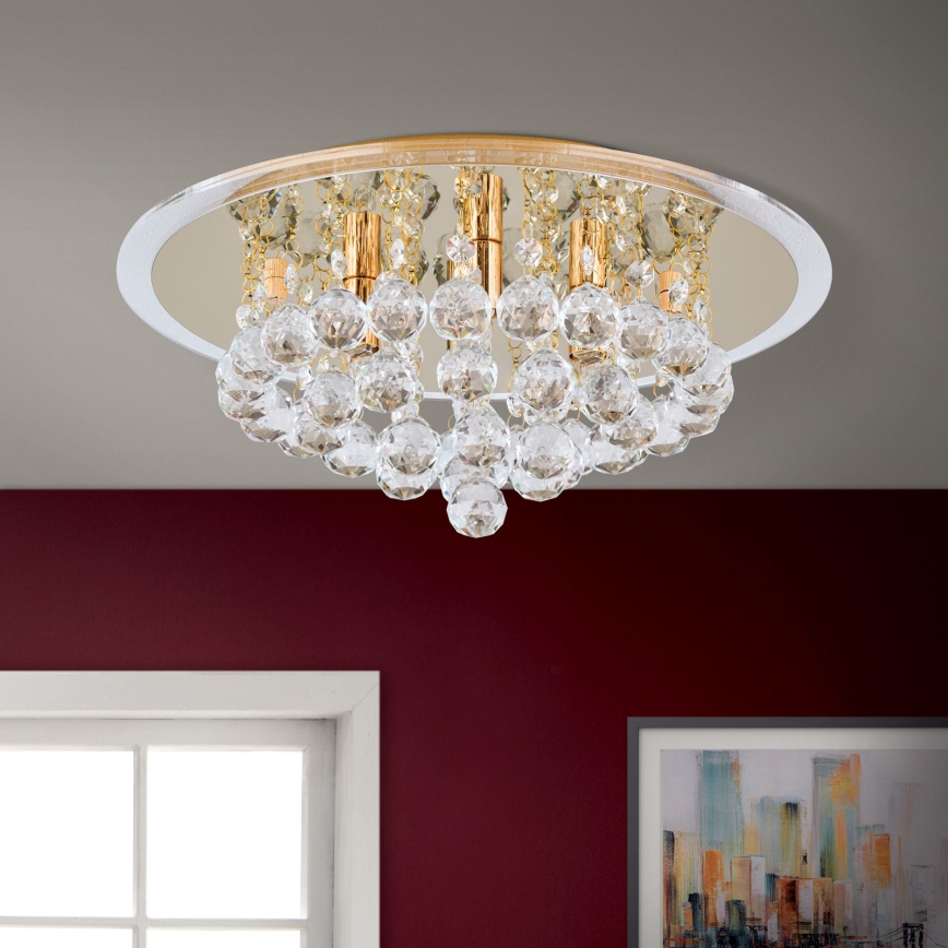 Plafonnier en cristal GLORIA 4xG9/40W/230V d. 38 cm doré