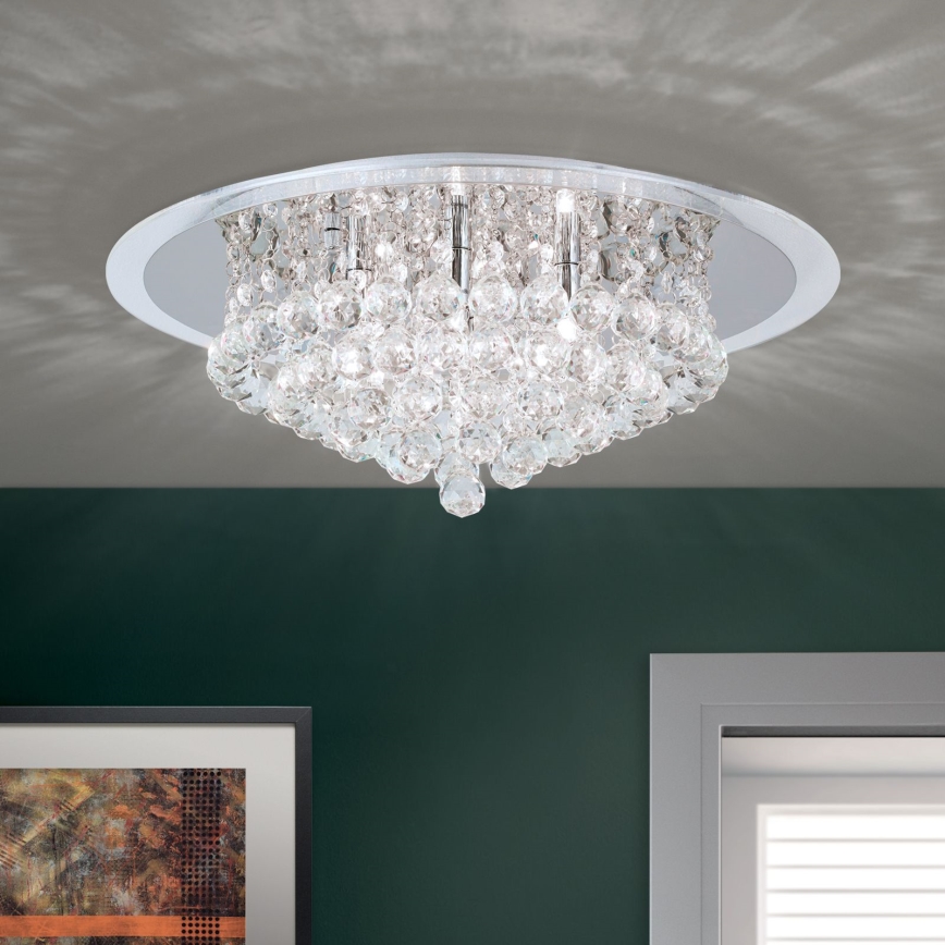 Plafonnier en cristal GLORIA 6xG9/40W/230V d. 50 cm transparent/chrome brillant