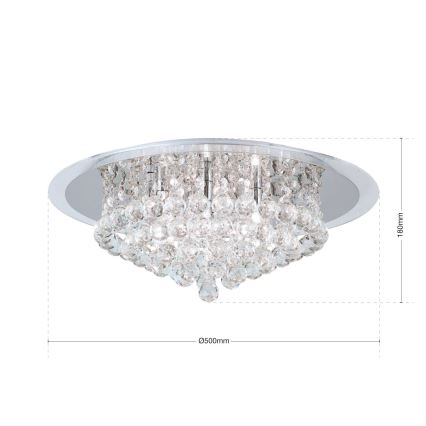 Plafonnier en cristal GLORIA 6xG9/40W/230V d. 50 cm transparent/chrome brillant