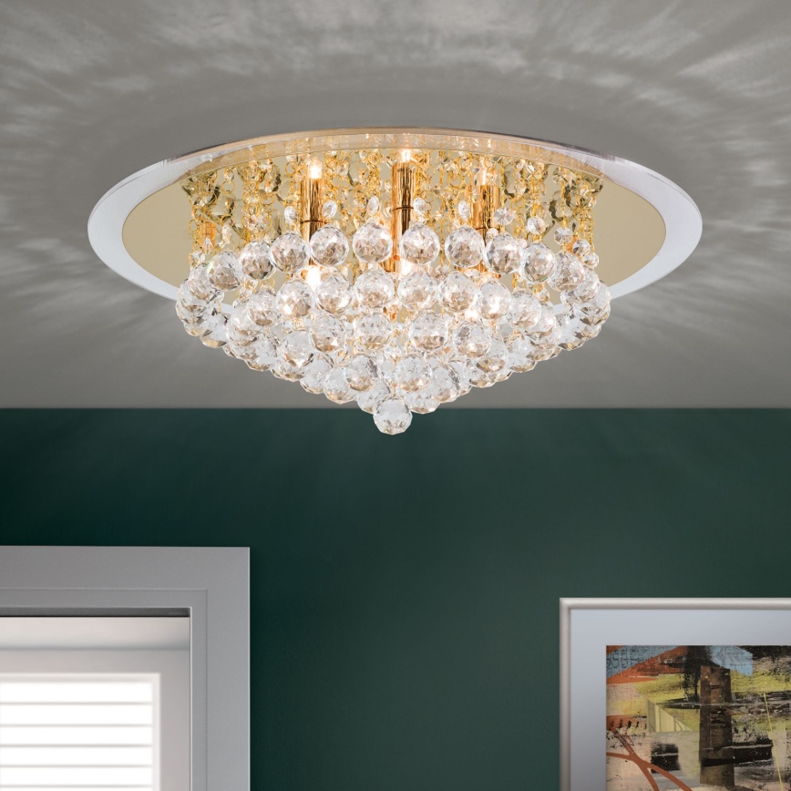 Plafonnier en cristal GLORIA 6xG9/40W/230V d. 50 cm doré