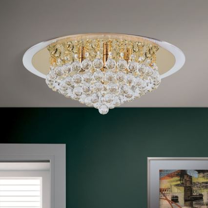 Plafonnier en cristal GLORIA 6xG9/40W/230V d. 50 cm doré