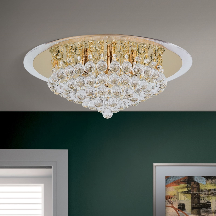 Plafonnier en cristal GLORIA 6xG9/40W/230V d. 50 cm doré
