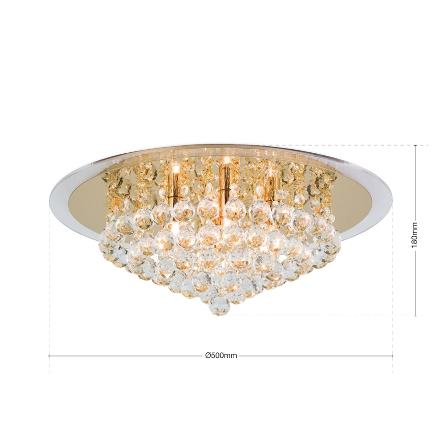 Plafonnier en cristal GLORIA 6xG9/40W/230V d. 50 cm doré