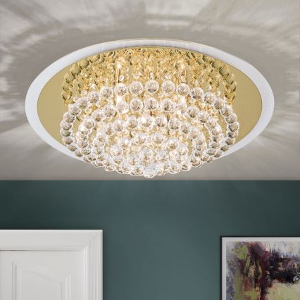 Plafonnier en cristal GLORIA 9xG9/40W/230V d. 62 cm doré