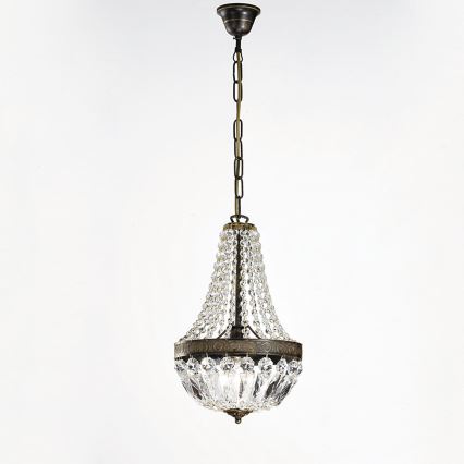 Suspension chaîne en cristal ARILA 1xE27/60W/230V d. 25,5 cm marron/patine