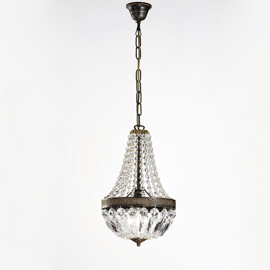 Suspension chaîne en cristal ARILA 1xE27/60W/230V d. 25,5 cm marron/patine
