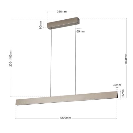 Suspension filaire à intensité variable TARA LED/44W/230V 2700/3800/4500/5700K chrome mat