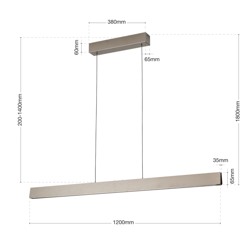 Suspension filaire à intensité variable TARA LED/44W/230V 2700/3800/4500/5700K chrome mat
