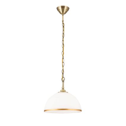Suspension chaîne OLD LAMP 1xE27/40W/230V d. 30 cm blanc/laiton