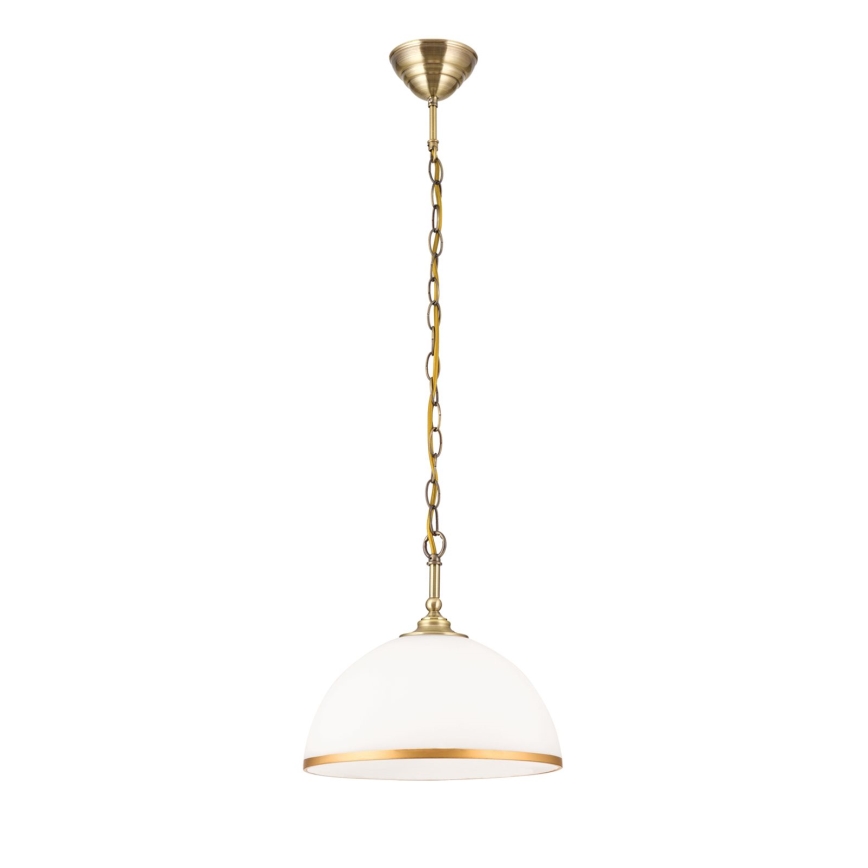 Suspension chaîne OLD LAMP 1xE27/40W/230V d. 30 cm blanc/laiton