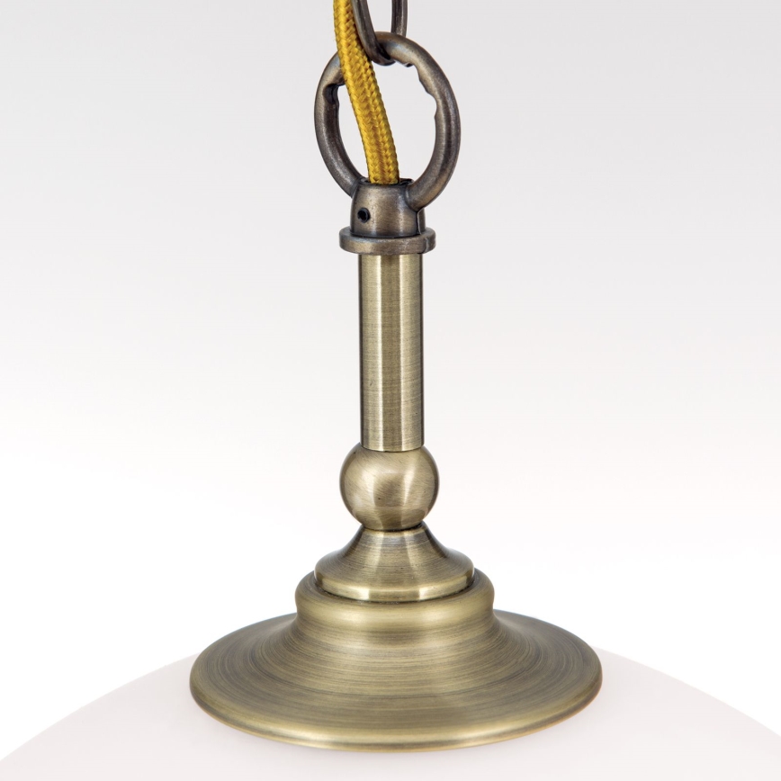 Suspension chaîne OLD LAMP 1xE27/40W/230V d. 30 cm blanc/laiton