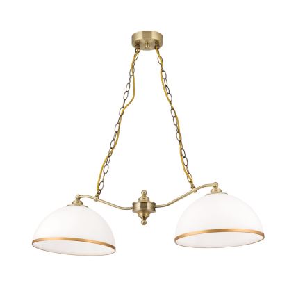 Suspension chaîne OLD LAMP 2xE27/40W/230V blanc/laiton