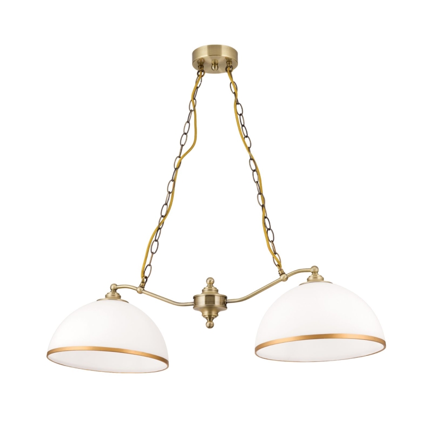 Suspension chaîne OLD LAMP 2xE27/40W/230V blanc/laiton