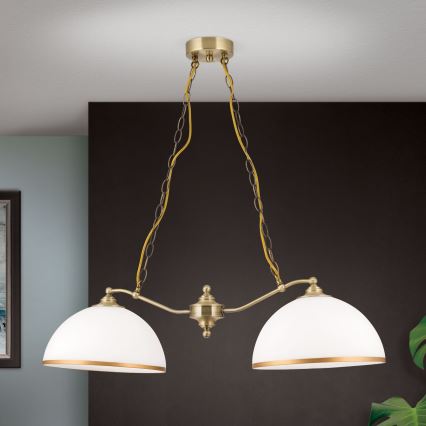 Suspension chaîne OLD LAMP 2xE27/40W/230V blanc/laiton